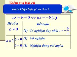 Bài giảng Đại số 10 §2: Phương trình quy về phương trình bậc nhất, bậc hai (tt)