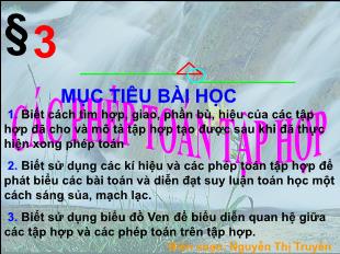 Bài giảng Đại số 10: Các phép toán tập hợp