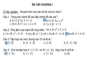 Bài giảng Đại số 10: Ôn tập Chương I