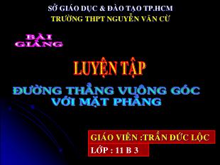 Bài giảng Hình học 11: Luyện tập đường thẳng vuông góc với mặt phẳng