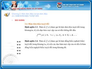 Bài giảng lớp 10 môn Đại số - Hàm đơn điệu tuyệt đối