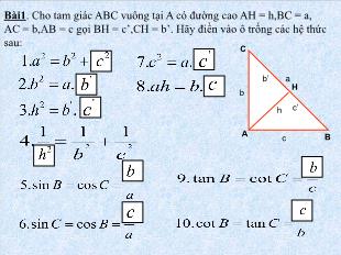 Bài giảng lớp 10 môn Hình học - Bài 3: Các hệ thức lượng trong tam giác và giải tam giác