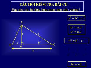 Bài giảng lớp 10 môn Hình học - Bài 4: Các hệ thức lượng trong tam giác