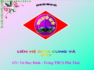 Bài giảng lớp 9 môn học Hình học - Liên hệ giữa cung và dây (Tiếp theo)