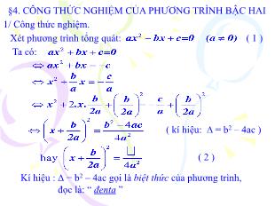 Bài giảng lớp 9 môn Toán học - Bài 4: Công thức nghiệm của phương trình bậc hai (Tiếp)