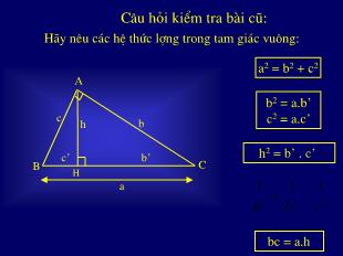 Bài giảng môn Hình học 10 bài 4: Các hệ thức lượng trong tam giác