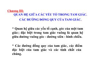 Bài giảng môn Hình học lớp 7 - Chương III: Quan hệ giữa các yếu tố trong tam giác. Các đường đồng quy của tam giác