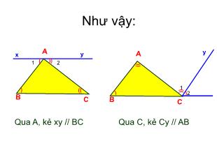 Bài giảng môn Hình học lớp 7 - Tổng 3 góc của 1 tam giác bằng