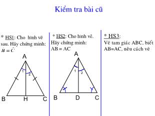 Bài giảng môn Toán học lớp 7 - Tiết 35: Tam giác cân (tiếp)