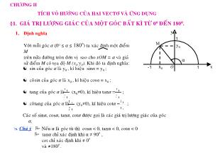 Bài giảng môn Toán lớp 10 - Giá trị lượng giác của một góc bất kì từ 00 đến 1800